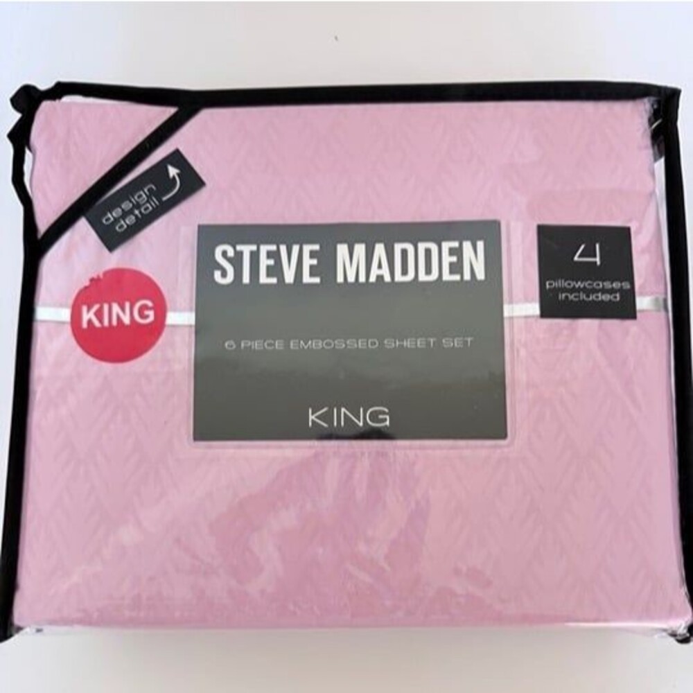 Steve Madden King 6 Piece Embossed Sheet Set Pink